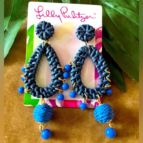 LILLY PULITZER Blue Raffia Earrings - Picture 6 of 8